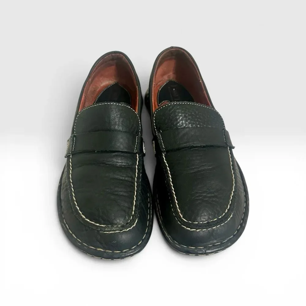 Born Black Leather Penny Loafers Slip On Comfort Shoes Mens 7 EU 38 W3974E3